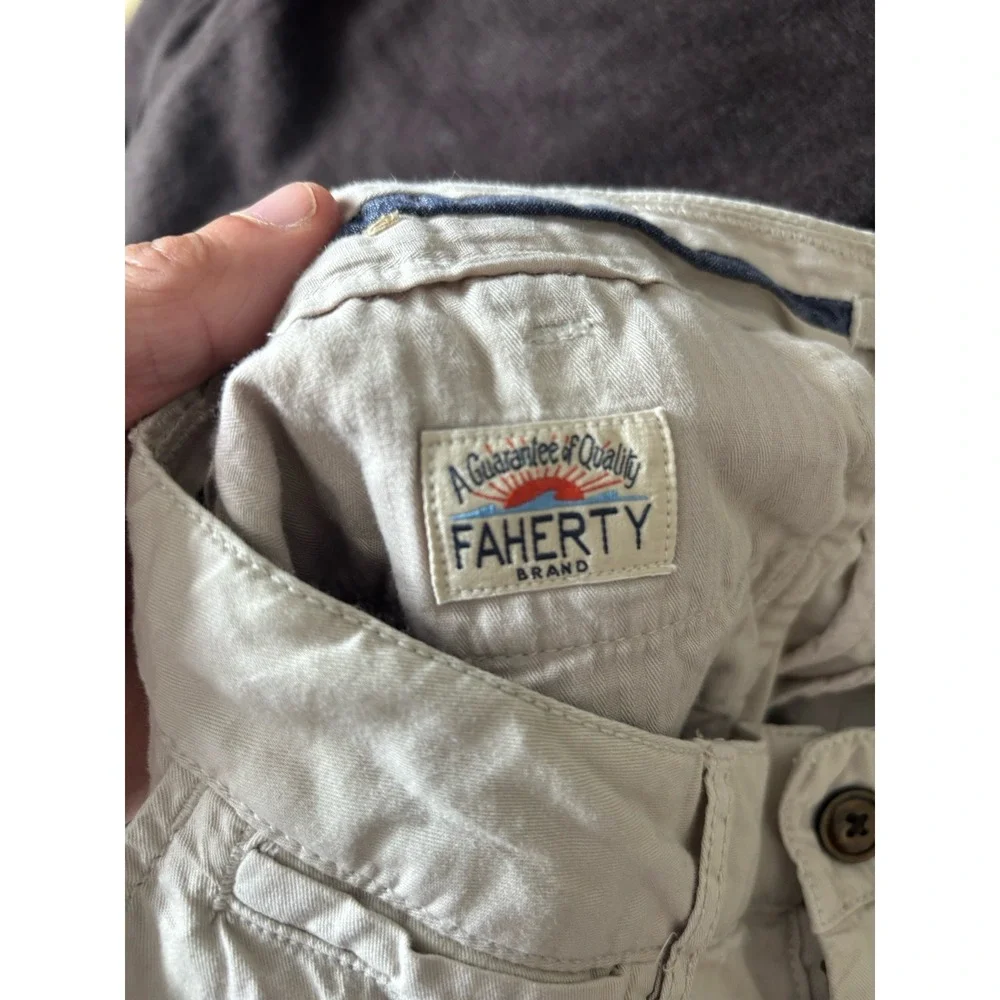 Faherty Shorts Mens 29 Beige Cotton Lyocell Chino Casual Summer